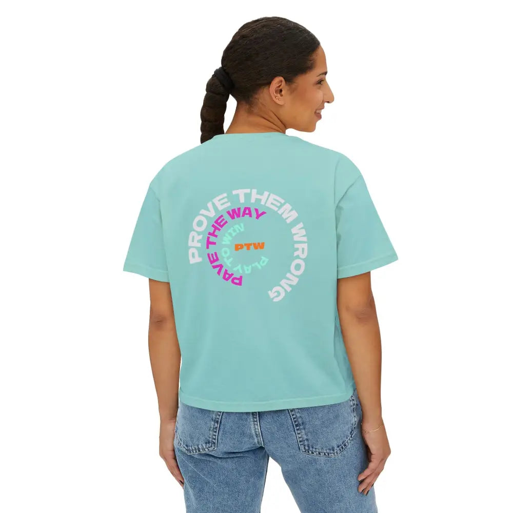 "Prove Them Wrong" (PTW) women's crop top – inspirational poker clothing  and streetwear brand design by Jonah Labranche