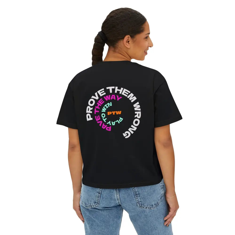 "Prove Them Wrong" (PTW) women's crop top – inspirational poker clothing  and streetwear brand design by Jonah Labranche