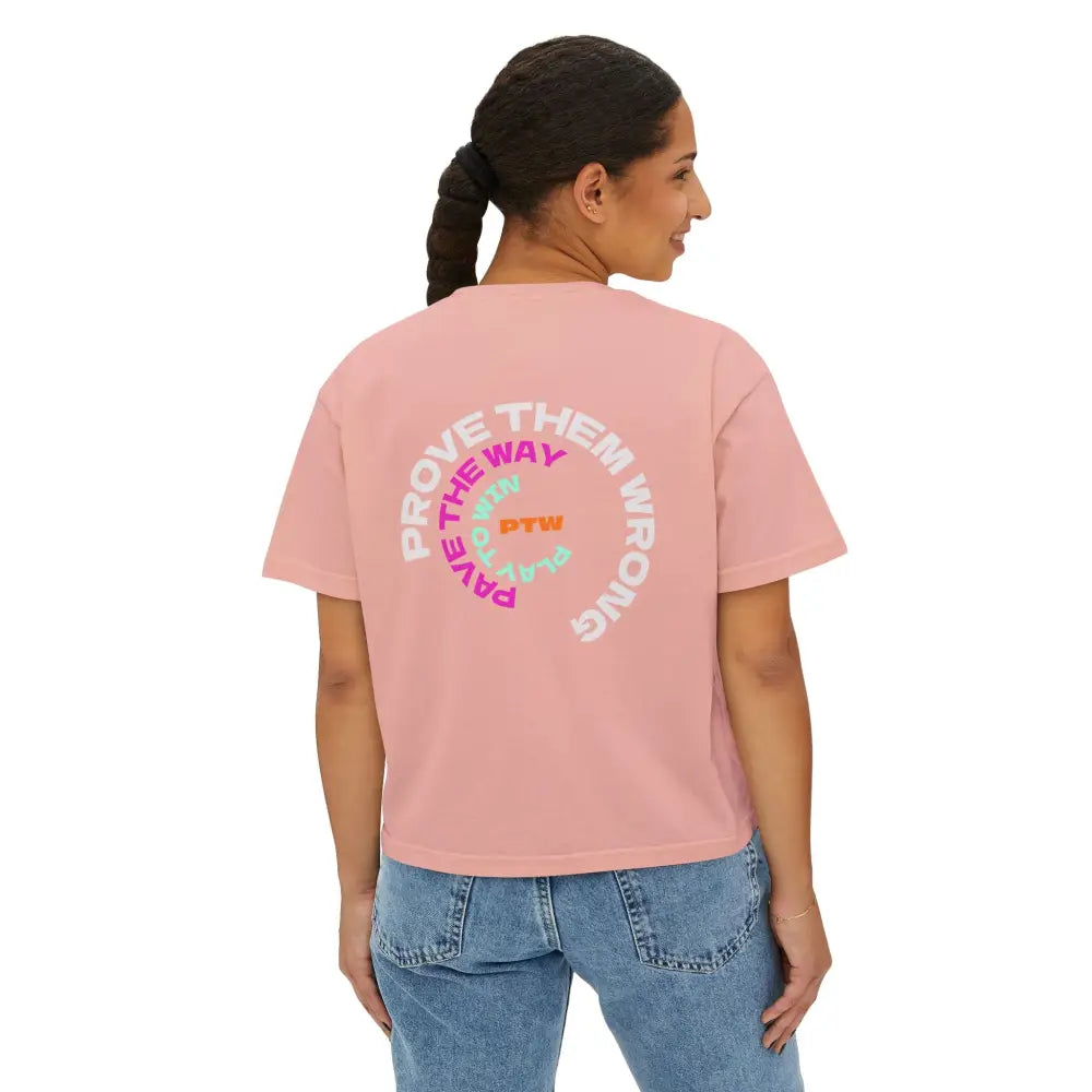 "Prove Them Wrong" (PTW) women's crop top – inspirational poker clothing  and streetwear brand design by Jonah Labranche