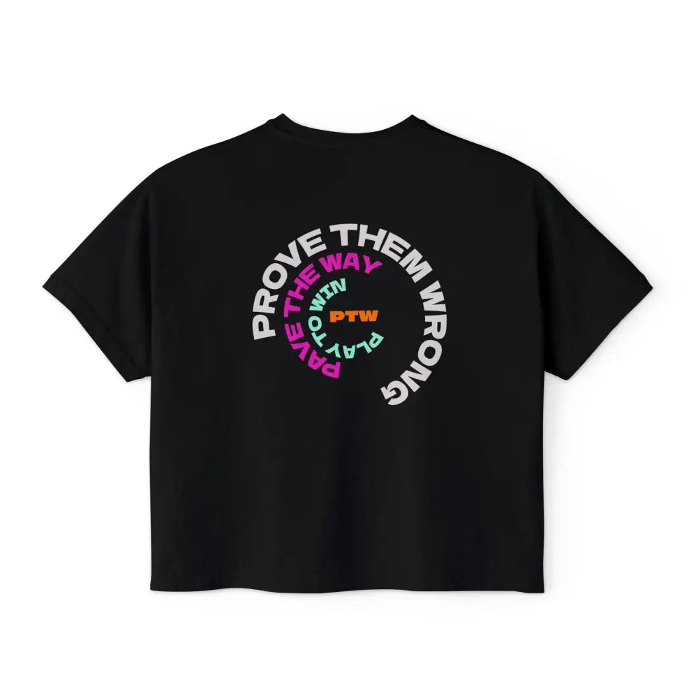 "Prove Them Wrong" (PTW) women's crop top – inspirational poker clothing  and streetwear brand design by Jonah Labranche