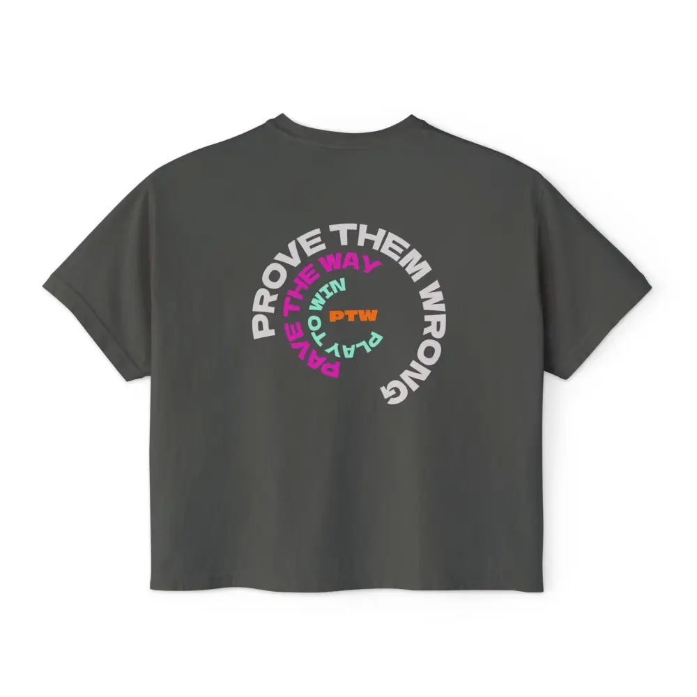 "Prove Them Wrong" (PTW) women's crop top – inspirational poker clothing  and streetwear brand design by Jonah Labranche