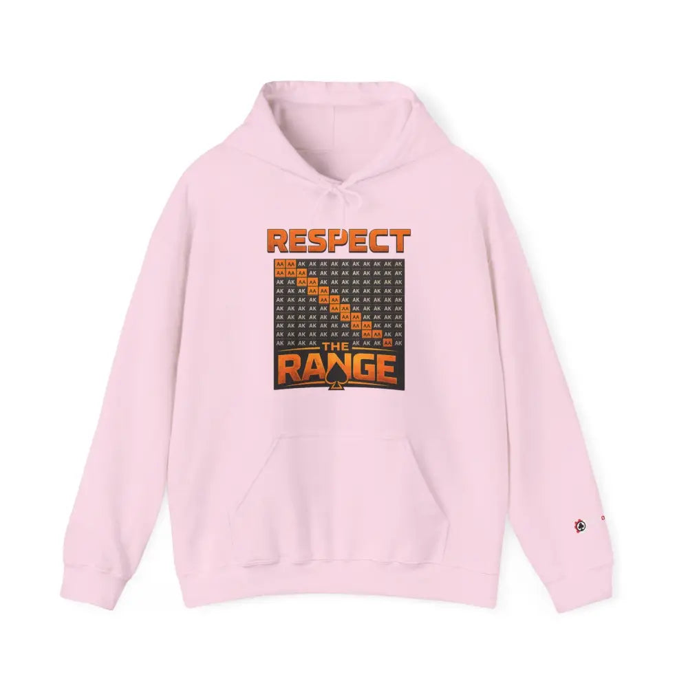 Pink "Respect The Range" poker hoodie – strategic poker apparel for grinders who understand the game. #poker #new