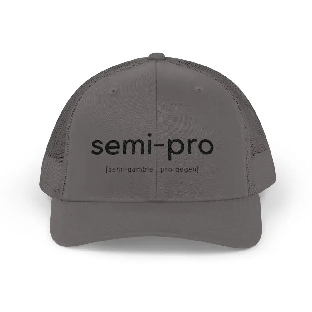 Semi-Pro Snapback Trucker Cap - Gambler & Degenerate Style - Charcoal / One size - Hats