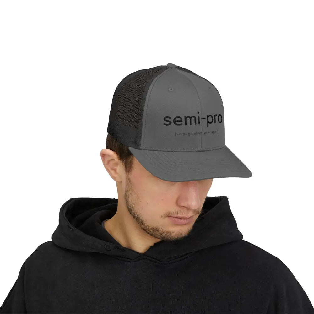 Semi-Pro Snapback Trucker Cap - Gambler & Degenerate Style - Charcoal / Black / One size - Hats