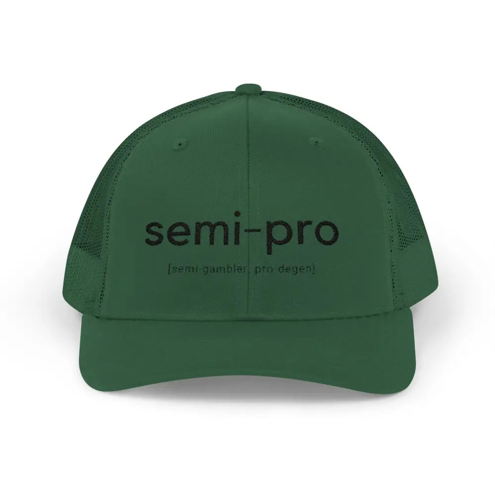 Semi-Pro Snapback Trucker Cap - Gambler & Degenerate Style - Evergreen / One size - Hats
