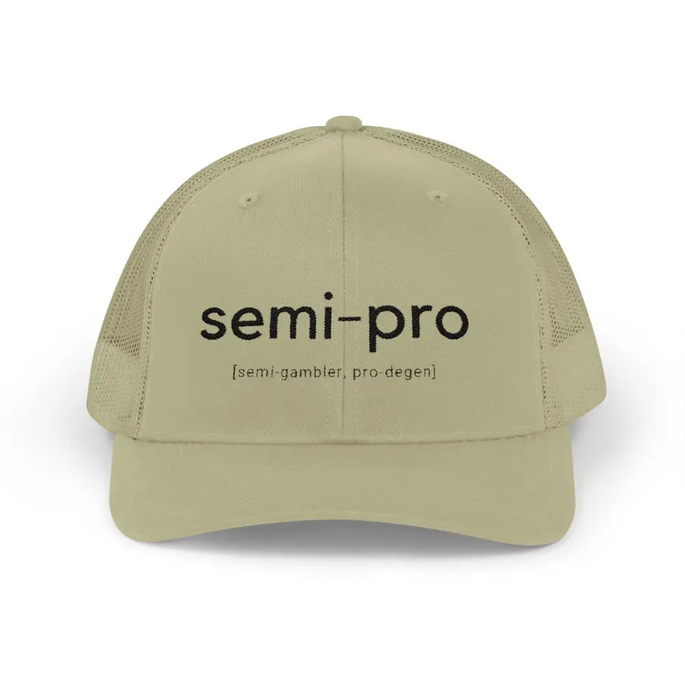 Semi-Pro Snapback Trucker Cap - Gambler & Degenerate Style - Khaki / One size - Hats