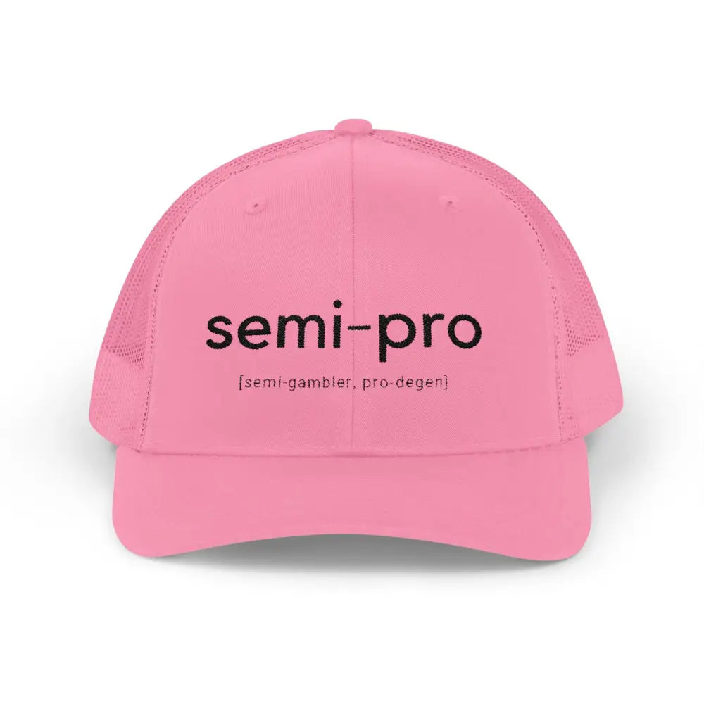 Semi-Pro Snapback Trucker Cap - Gambler & Degenerate Style - Pink / One size - Hats