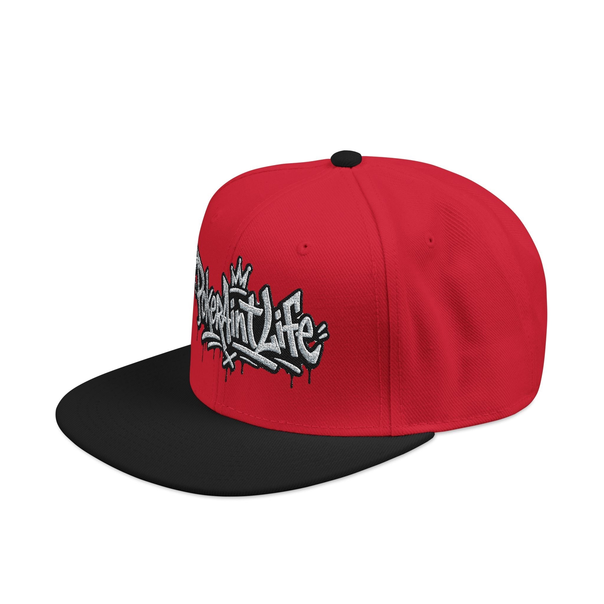 Snapback Hat, Embroidered Graffiti Logo Streetwear Cap - One size / Black/Red/Red - Hats