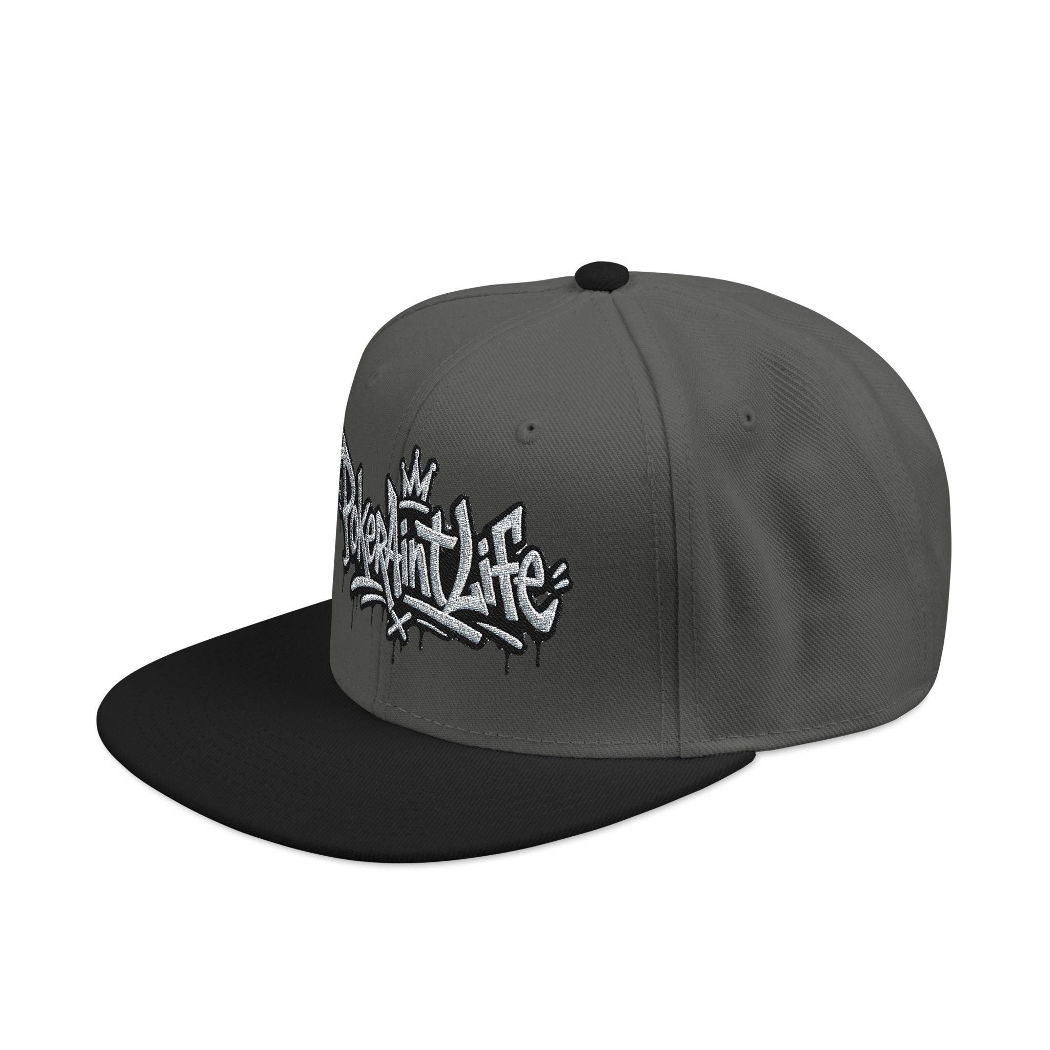 Snapback Hat, Embroidered Graffiti Logo Streetwear Cap - One size / Black/Charcoal gray/Charcoal gray - Hats