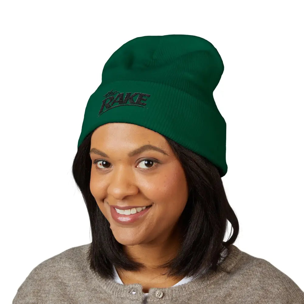 The Rake Embroidered Cuffed Beanie, Classic Logo Knit Hat - Hats