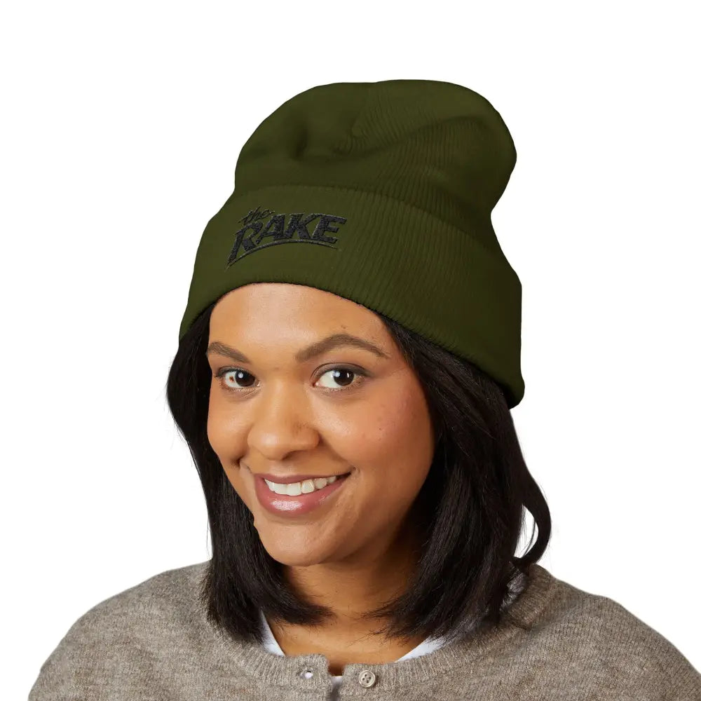 The Rake Embroidered Cuffed Beanie, Classic Logo Knit Hat - Hats