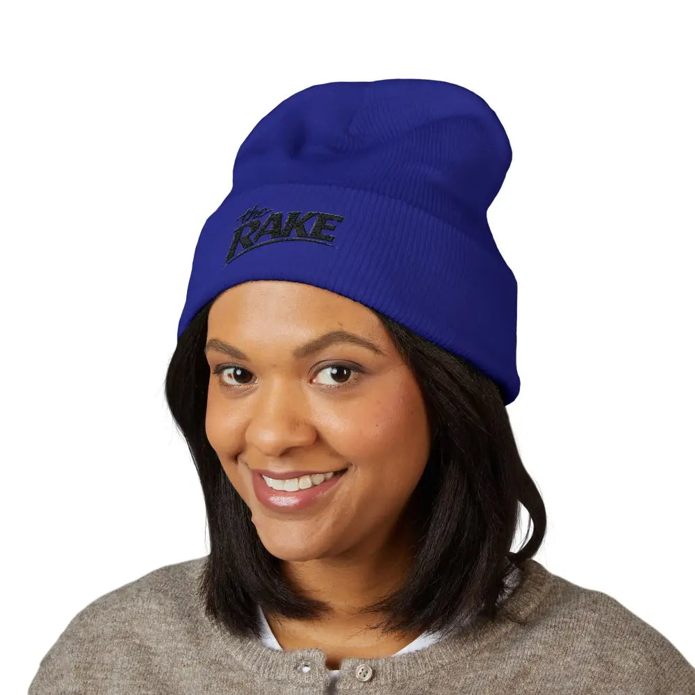 The Rake Embroidered Cuffed Beanie, Classic Logo Knit Hat - Hats