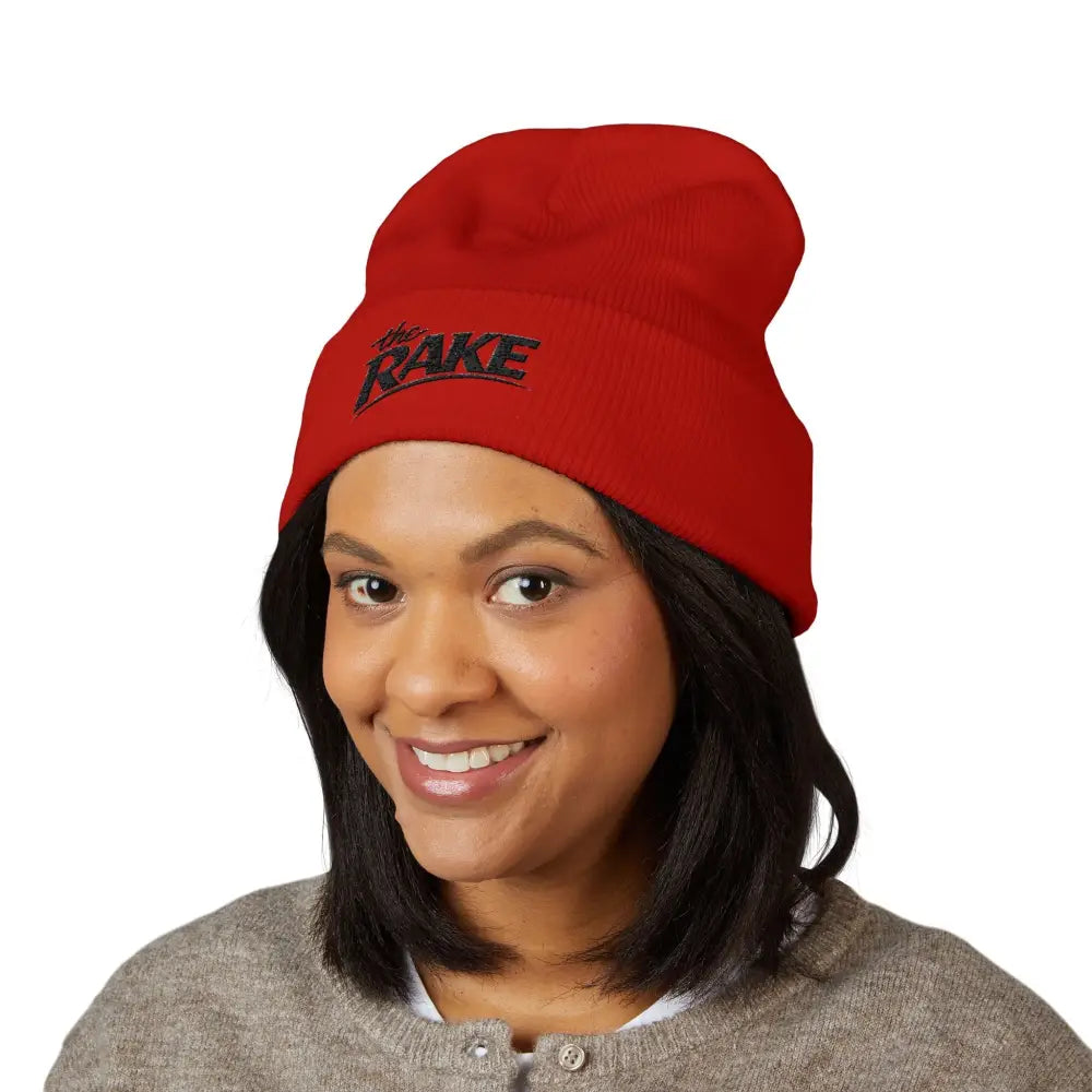 The Rake Embroidered Cuffed Beanie, Classic Logo Knit Hat - Hats