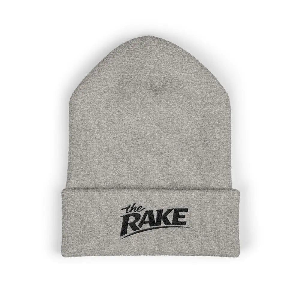 The Rake Embroidered Cuffed Beanie, Classic Logo Knit Hat - One size / Heather Grey - Hats