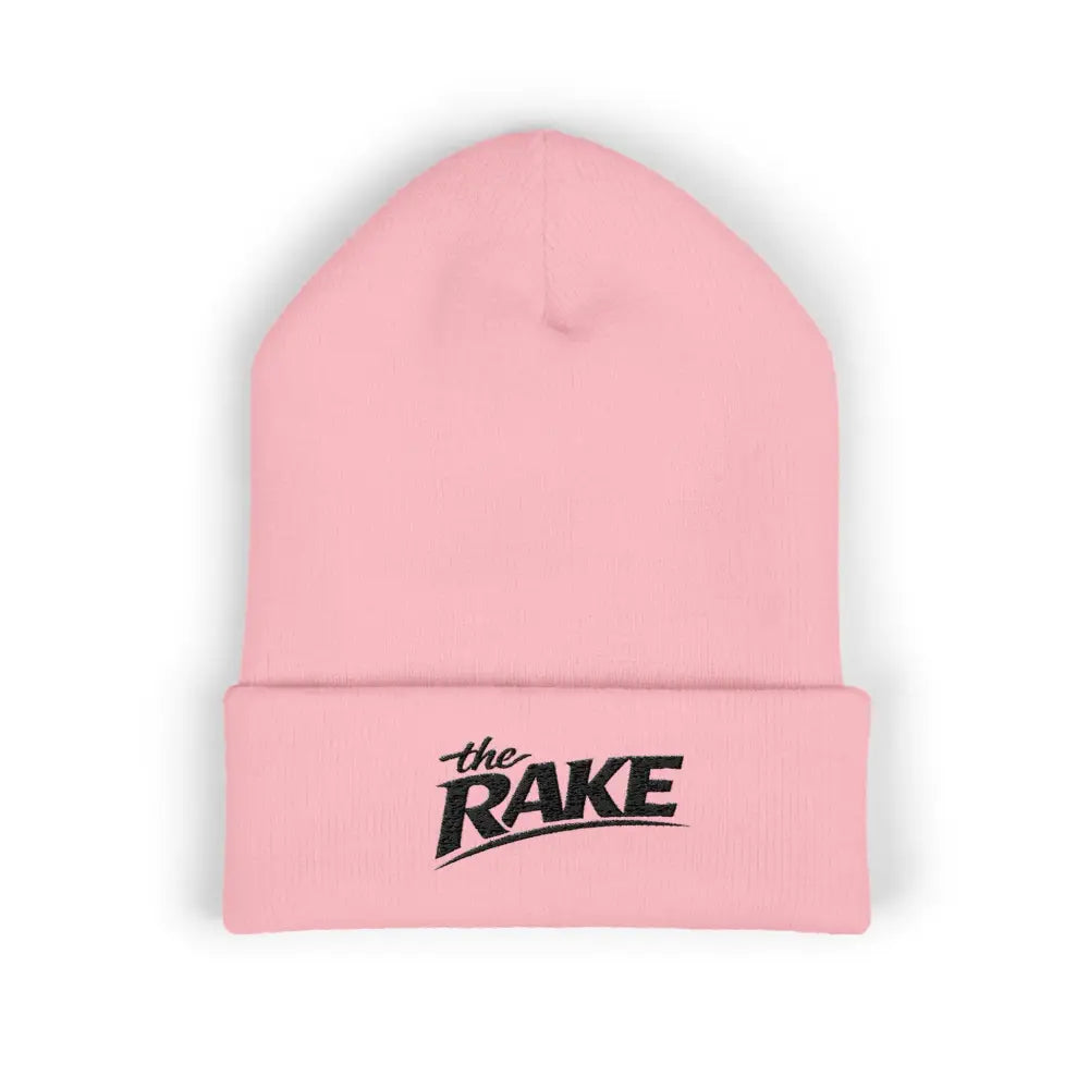 The Rake Embroidered Cuffed Beanie, Classic Logo Knit Hat - One size / Baby Pink - Hats