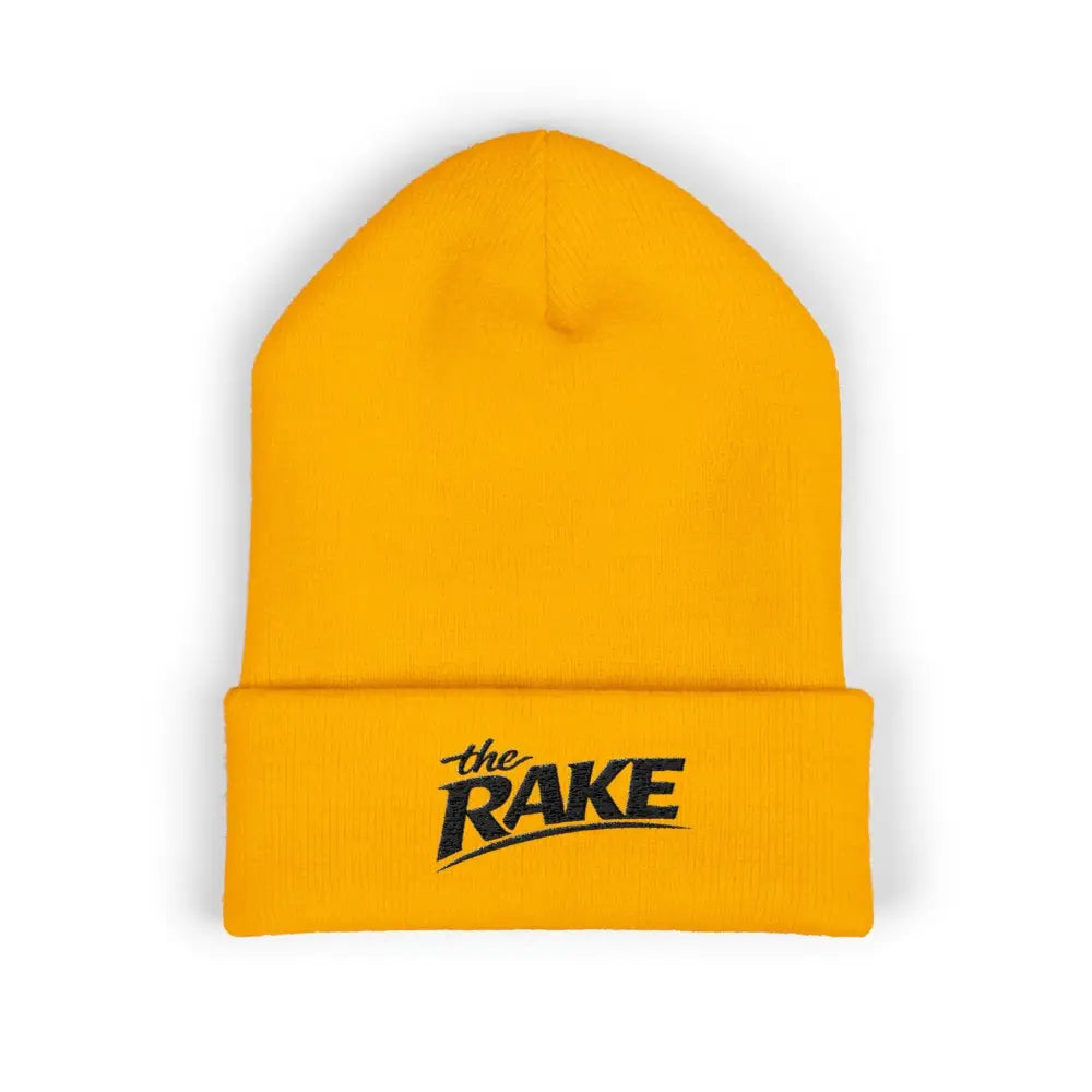 The Rake Embroidered Cuffed Beanie, Classic Logo Knit Hat - One size / Gold - Hats