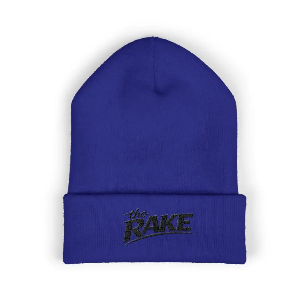 The Rake Embroidered Cuffed Beanie, Classic Logo Knit Hat - One size / Royal - Hats