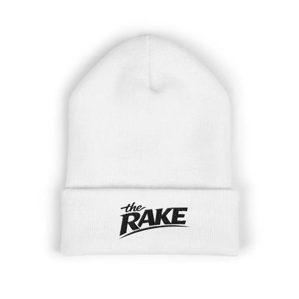 The Rake Embroidered Cuffed Beanie, Classic Logo Knit Hat - One size / White - Hats