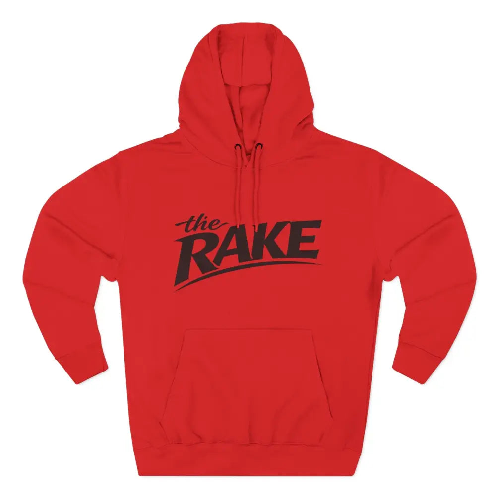 Big Rake Logo Fleece Hoodie, ’The Rake’ Garden Tool Graphic Pullover - S / Red - Hoodie