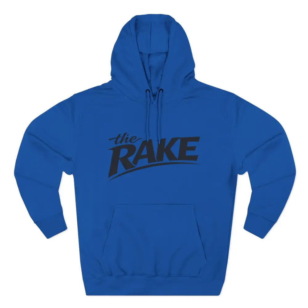 Big Rake Logo Fleece Hoodie, ’The Rake’ Garden Tool Graphic Pullover - S / Royal Blue - Hoodie