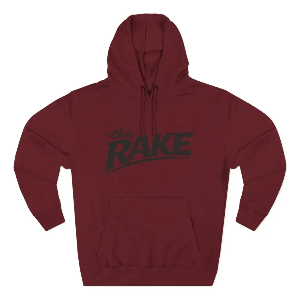 Big Rake Logo Fleece Hoodie, ’The Rake’ Garden Tool Graphic Pullover - XS / Burgundy - Hoodie