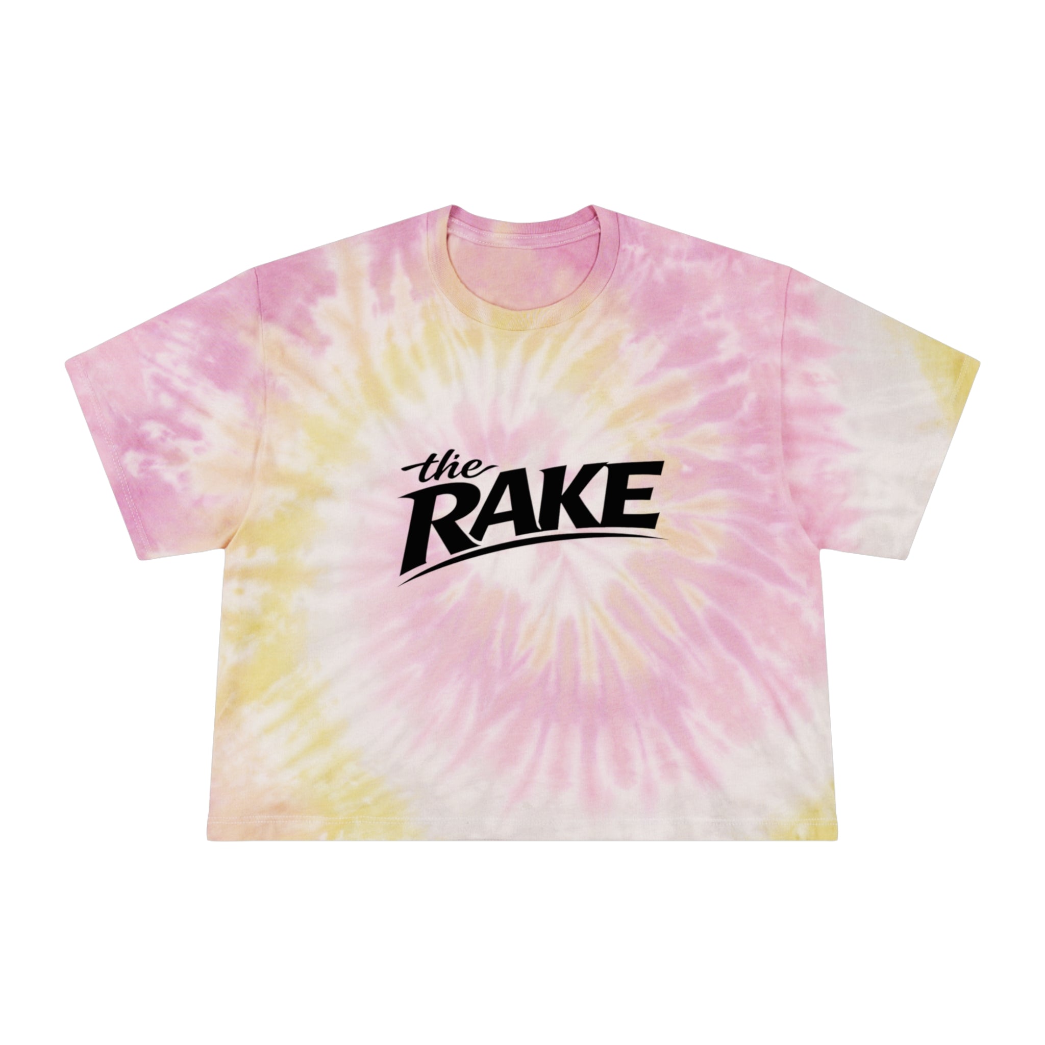 Tie-Dye Crop Tee, ’the Rake’ Logo Women’s Casual Beach Top - Desert Rose / XS - T-Shirt