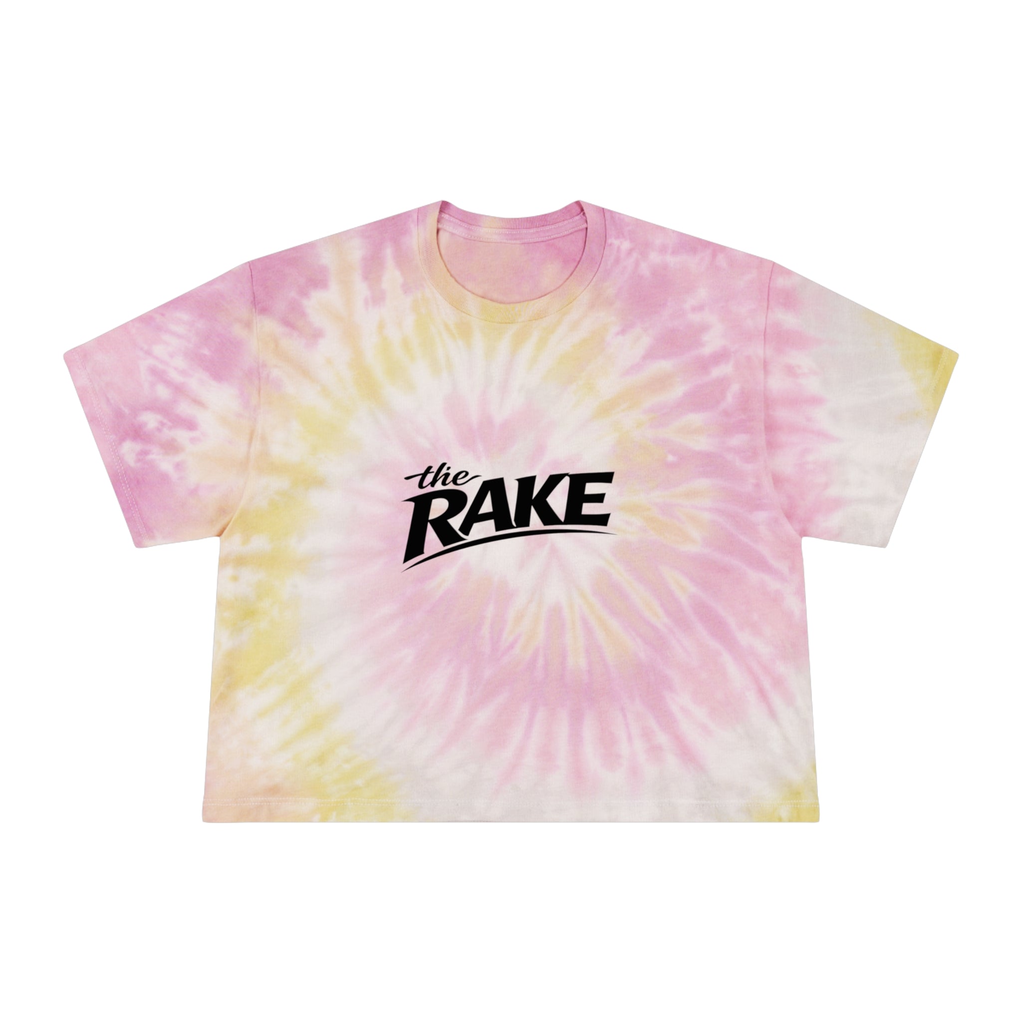 Tie-Dye Crop Tee, ’the Rake’ Logo Women’s Casual Beach Top - Desert Rose / XS - T-Shirt