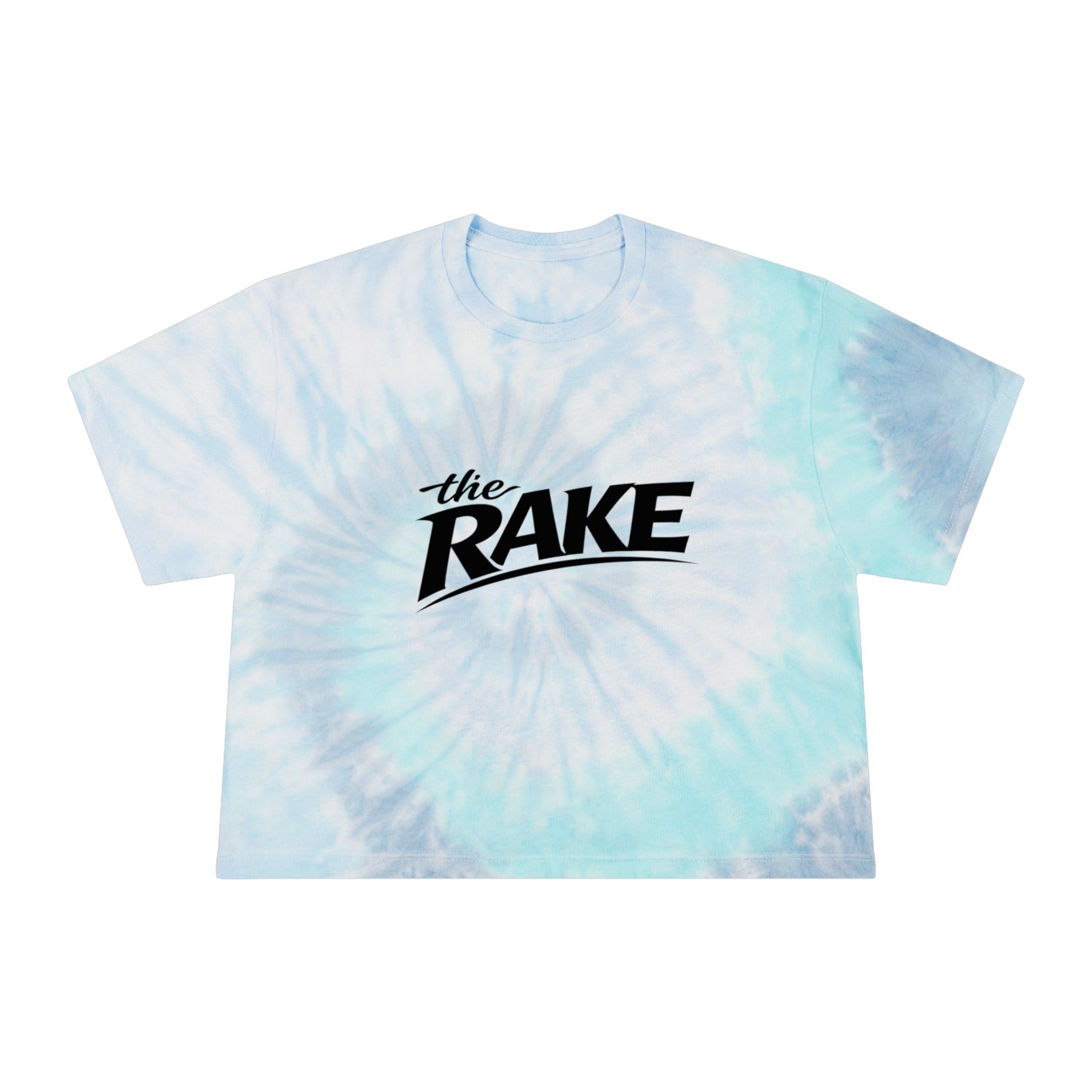 Tie-Dye Crop Tee, ’the Rake’ Logo Women’s Casual Beach Top - Lagoon / XS - T-Shirt
