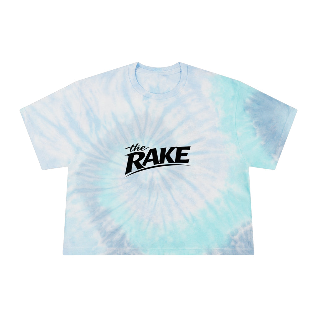 Tie-Dye Crop Tee, ’the Rake’ Logo Women’s Casual Beach Top - Lagoon / XS - T-Shirt