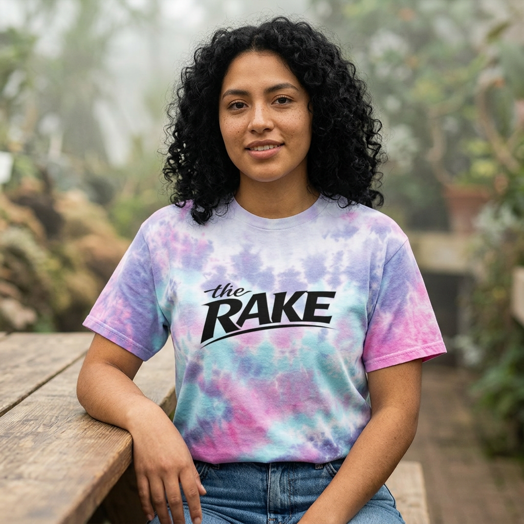 Tie-Dye Crop Tee, ’the Rake’ Logo Women’s Casual Beach Top - T-Shirt