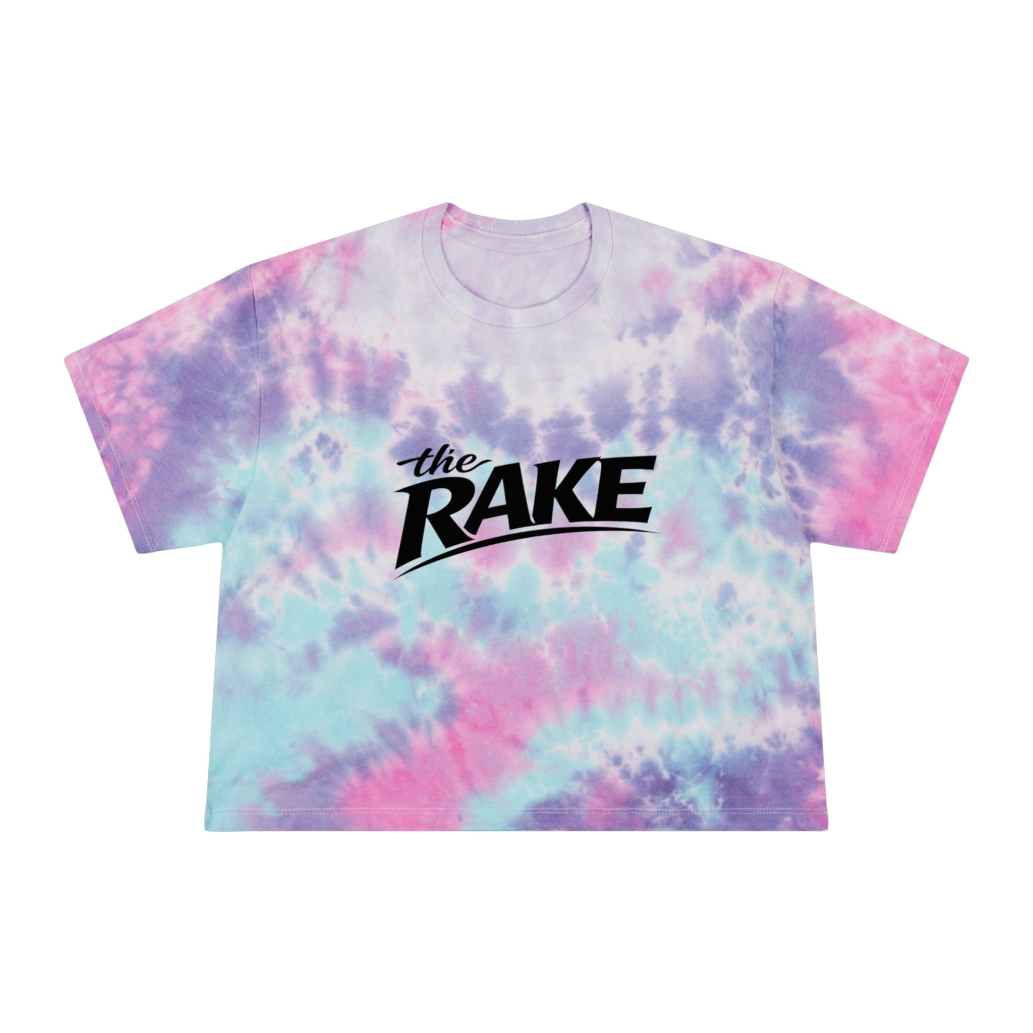 Tie-Dye Crop Tee, ’the Rake’ Logo Women’s Casual Beach Top - T-Shirt