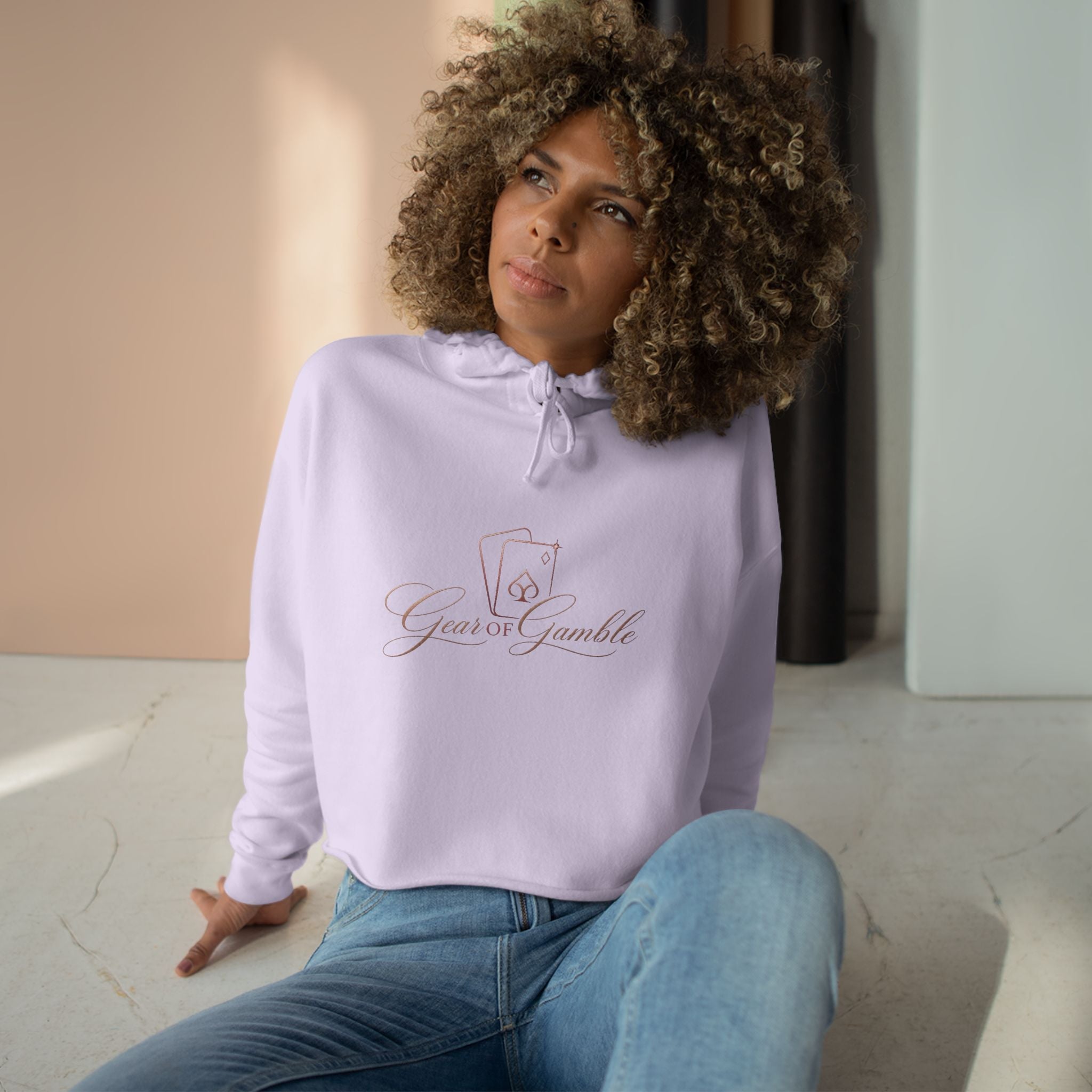 Women’s Gamble’ Cropped Black Hoodie with Card & Dice Logo - Hoodie