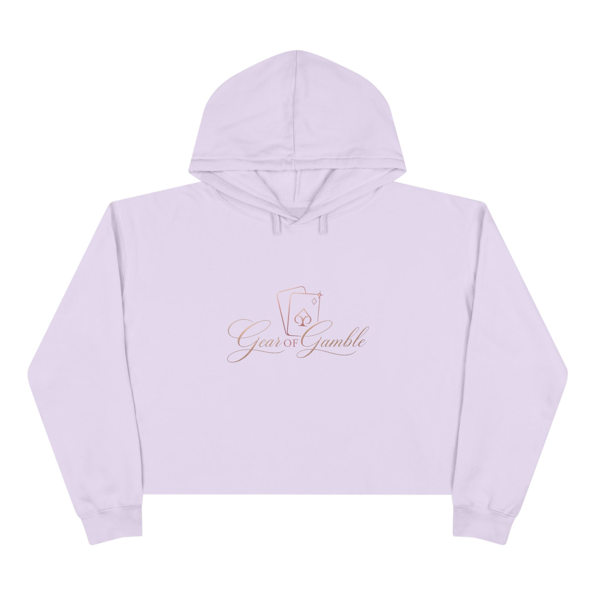 Women’s Gamble’ Cropped Black Hoodie with Card & Dice Logo - Lilac / XS - Hoodie