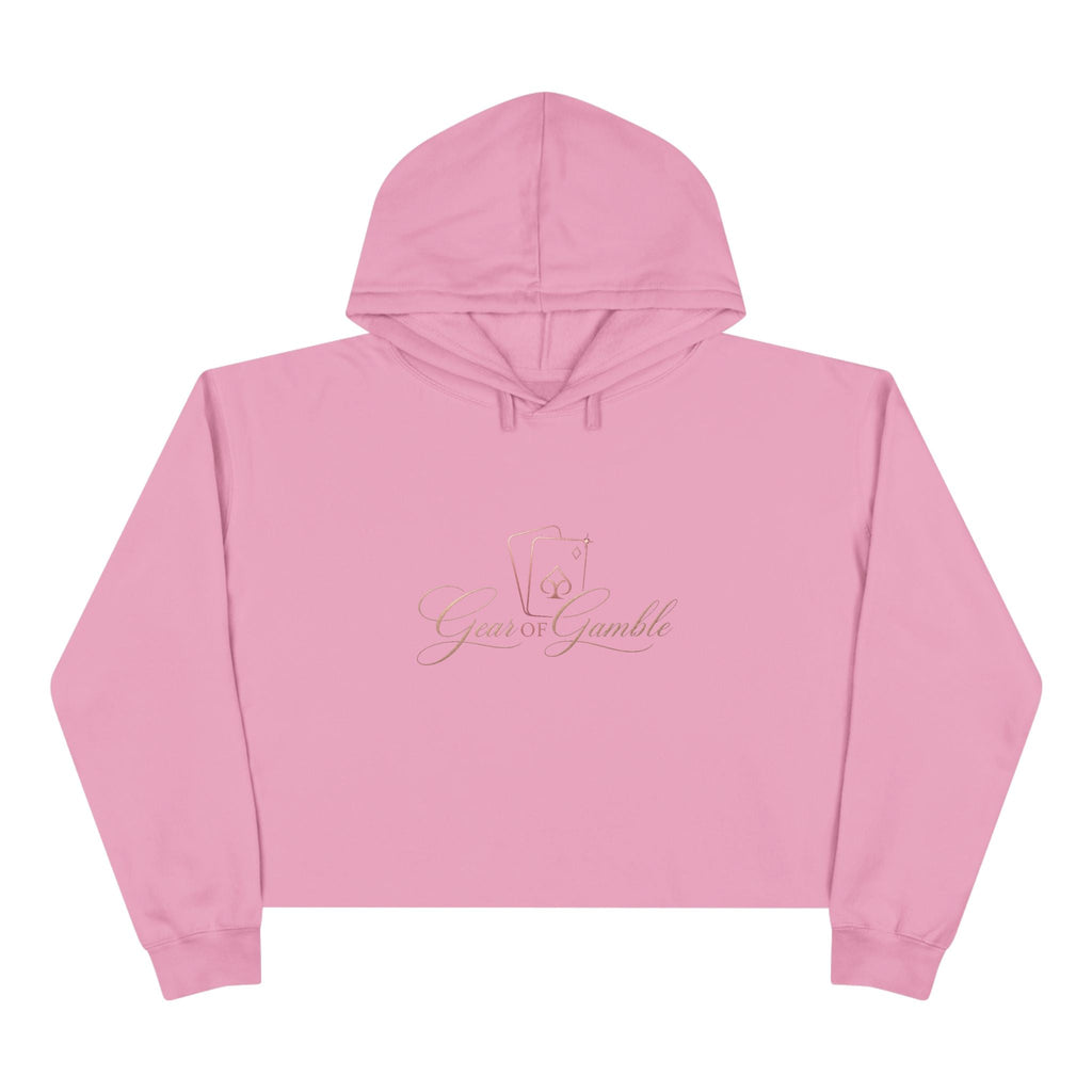 Women’s Gamble’ Cropped Black Hoodie with Card & Dice Logo - Mauve / XS - Hoodie