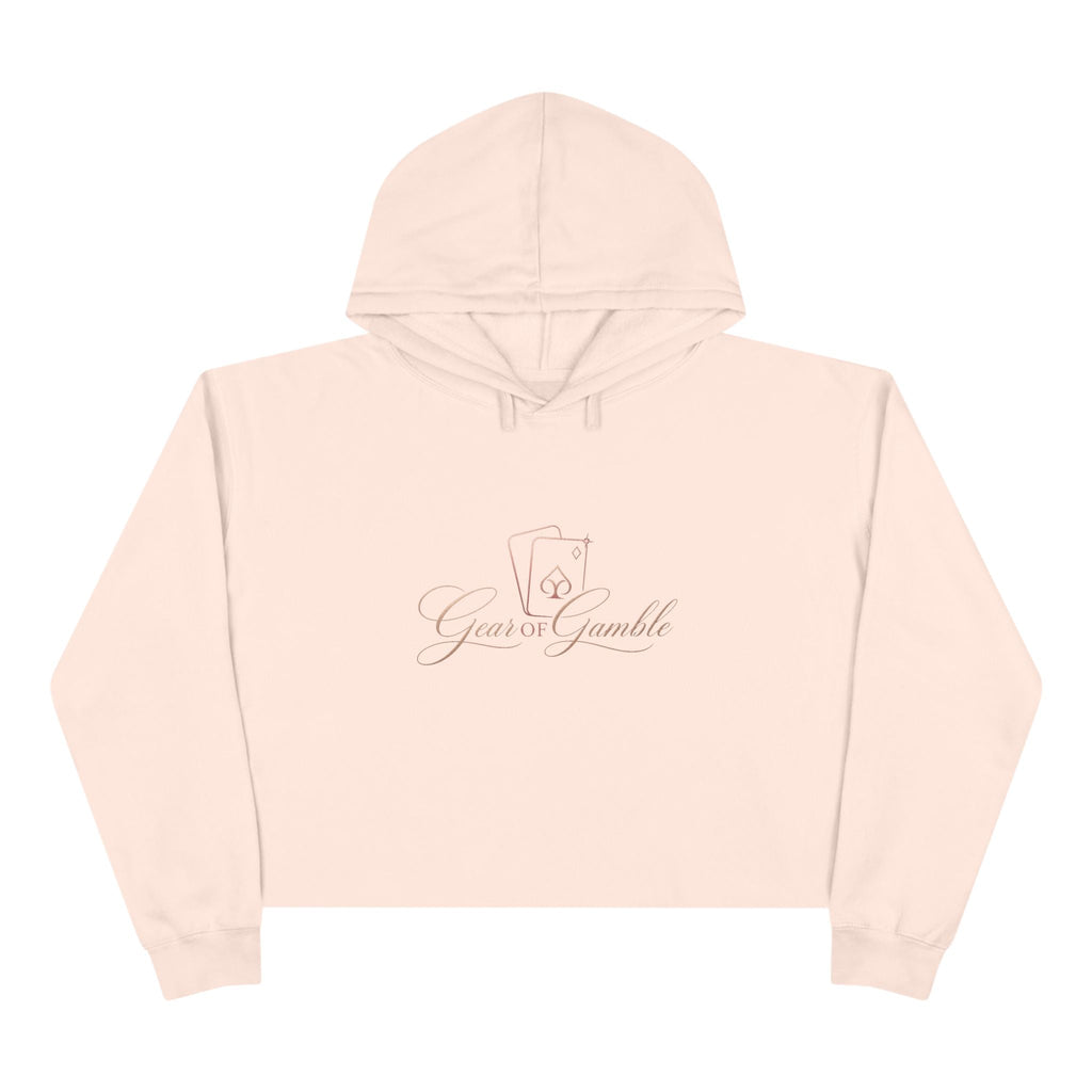Women’s Gamble’ Cropped Black Hoodie with Card & Dice Logo - Pale Pink / XS - Hoodie
