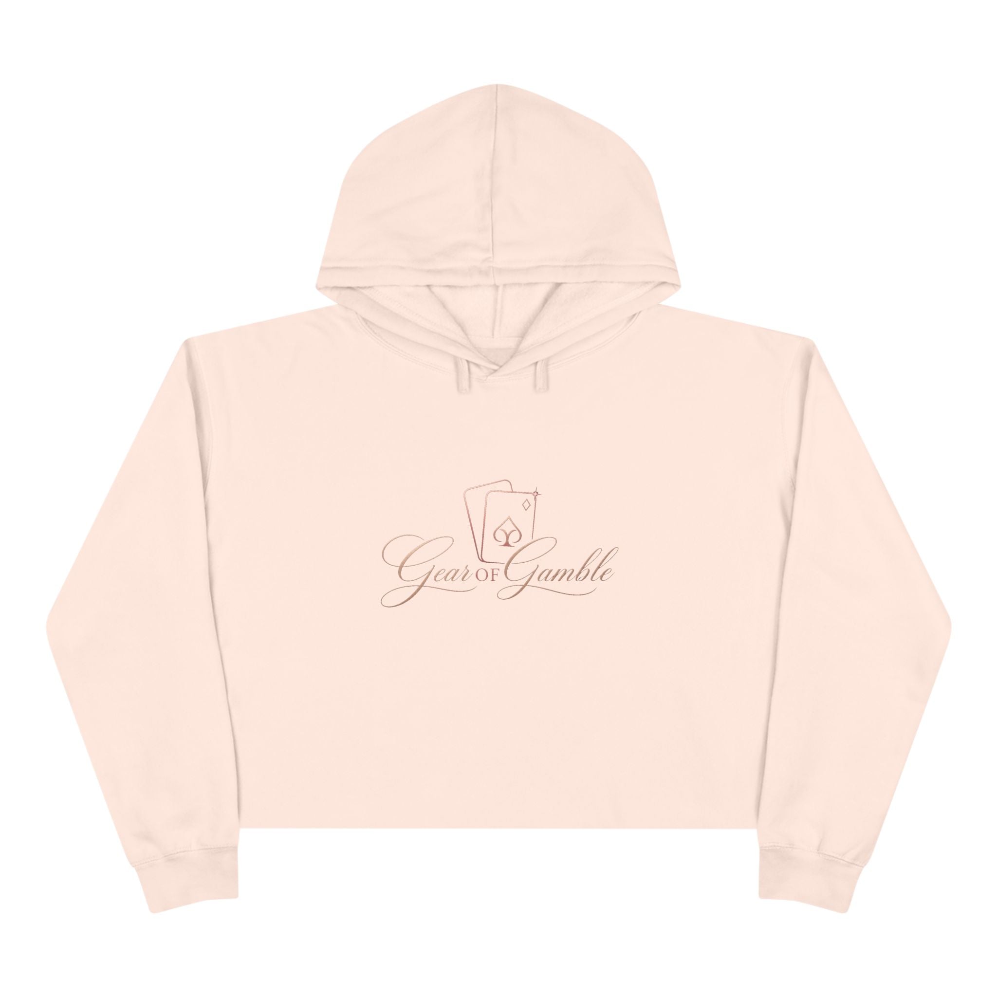 Women’s Gamble’ Cropped Black Hoodie with Card & Dice Logo - Pale Pink / XS - Hoodie