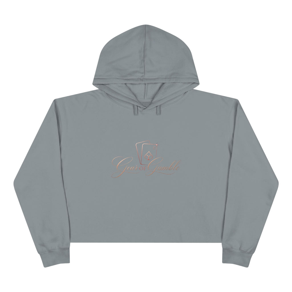 Women’s Gamble’ Cropped Black Hoodie with Card & Dice Logo - Storm / S - Hoodie
