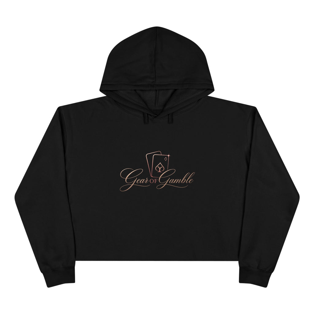 Women’s Gamble’ Cropped Black Hoodie with Card & Dice Logo - Black / XS - Hoodie