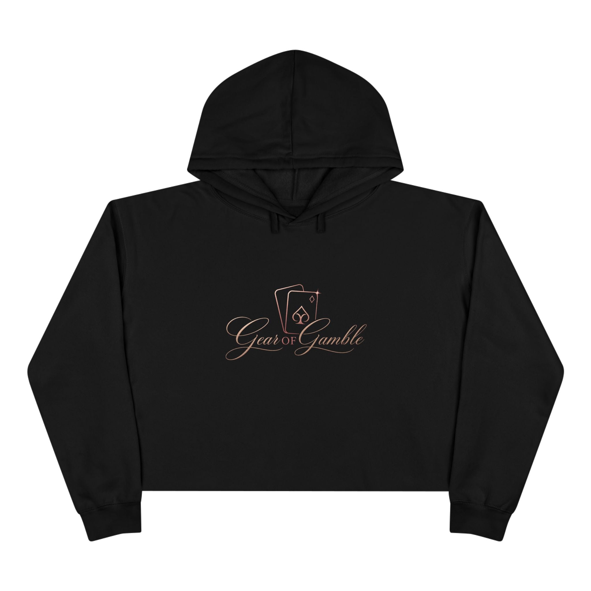 Women’s Gamble’ Cropped Black Hoodie with Card & Dice Logo - Black / XS - Hoodie
