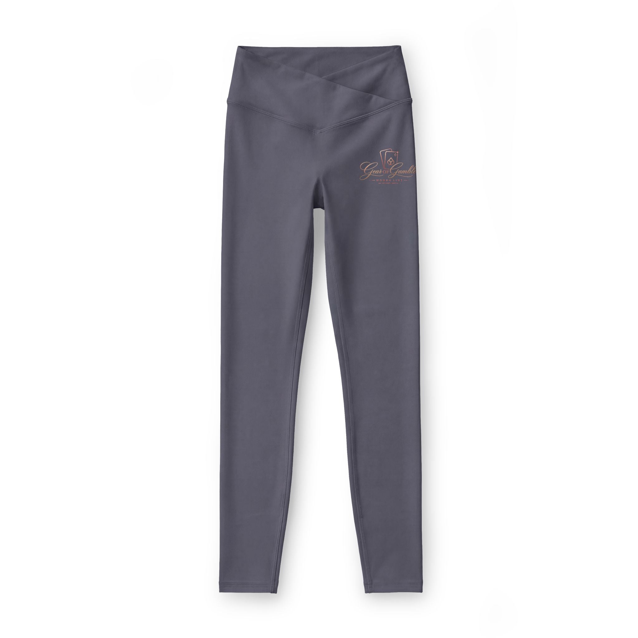 Women’s Luxe Leggings, Rose Script Logo High-Waist Activewear - XS / Charcoal - Trousers