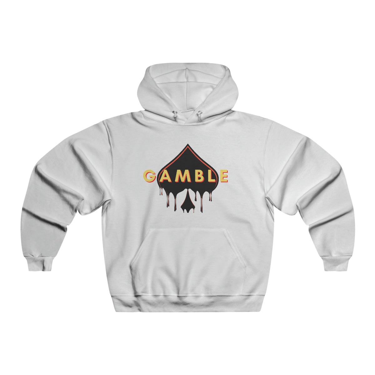 White  poker hoodie featuring the iconic Gamble Drip logo. Made from a soft cotton-polyester blend, this hoodie provides comfort and style for poker enthusiasts and competitive players.