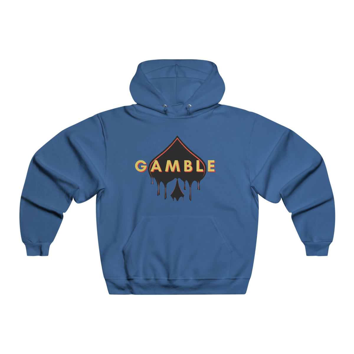 Blue  poker hoodie featuring the iconic Gamble Drip logo. Made from a soft cotton-polyester blend, this hoodie provides comfort and style for poker enthusiasts and competitive players.