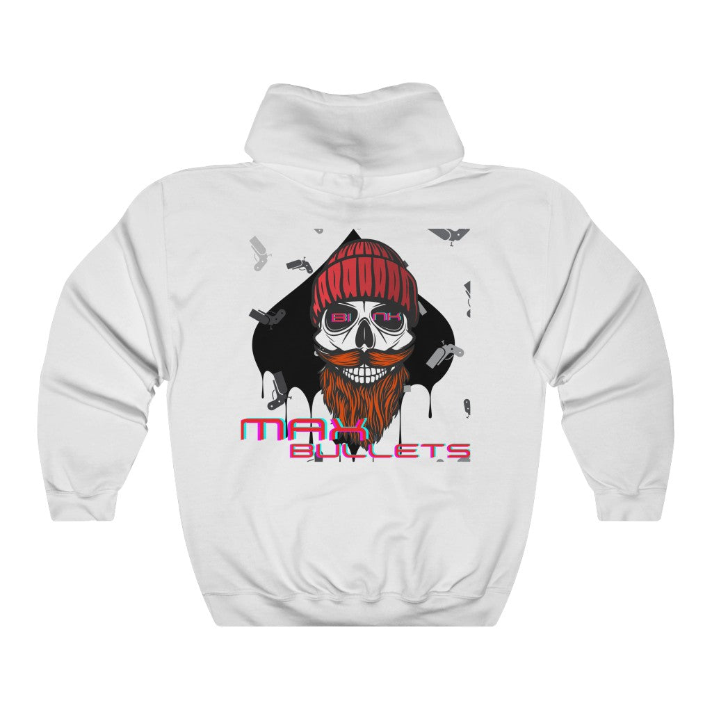 White poker hoodie featuring the bold Gear of Gamble logo on the front, crafted from a comfortable cotton blend perfect for poker players. Ideal poker clothing for those who want to show their passion for the game.