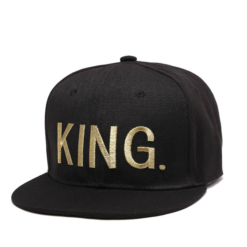 KING QUEEN HAPPINESS Gold Letters Embroidery Snapback Hats