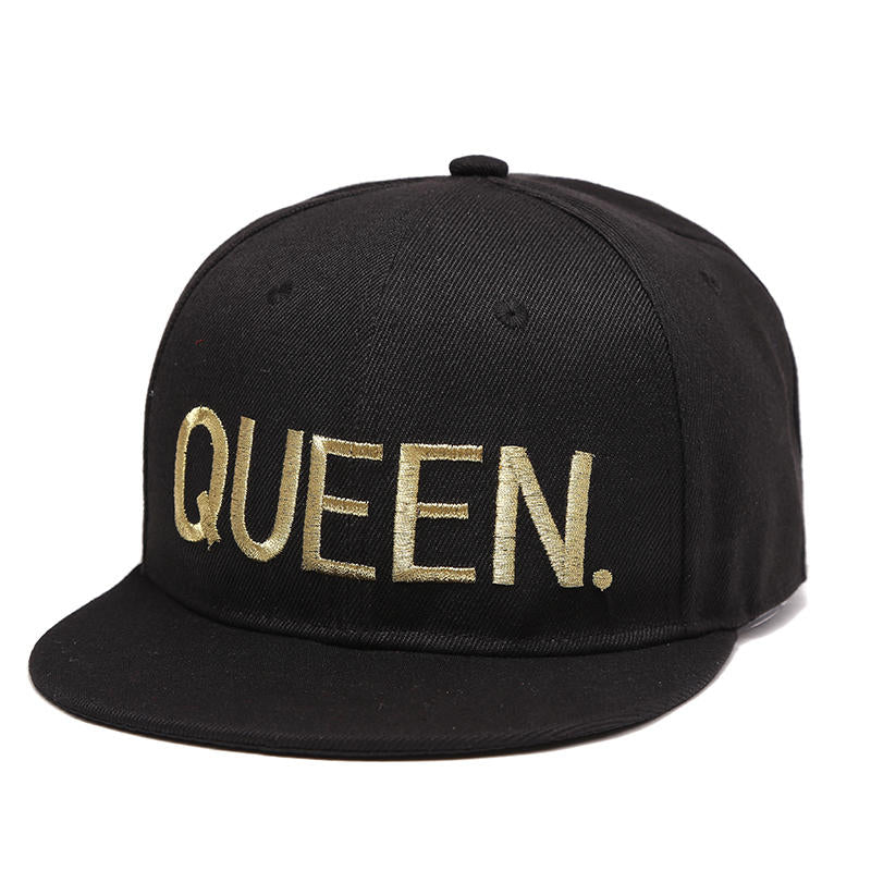 KING QUEEN HAPPINESS Gold Letters Embroidery Snapback Hats
