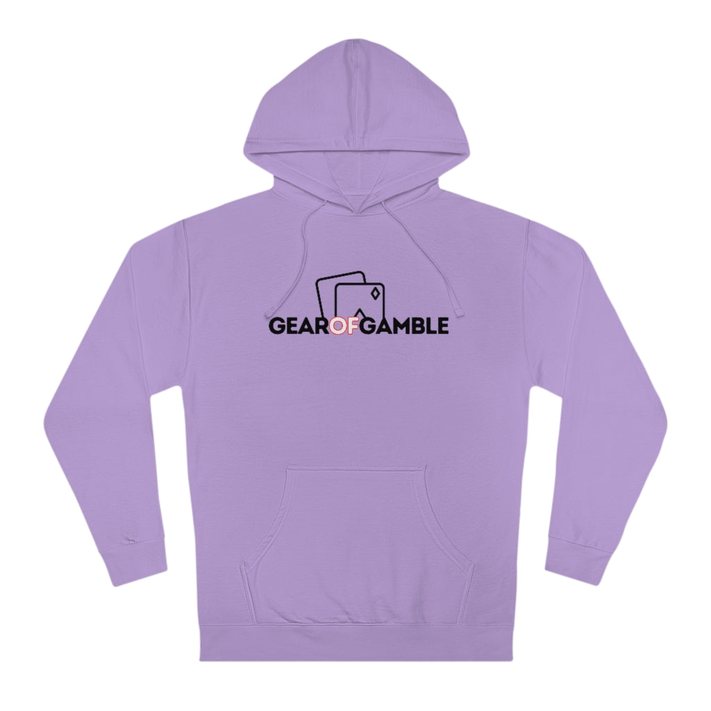 Purple poker hoodie featuring the bold Gear of Gamble logo on the front. Made from a soft cotton blend for ultimate comfort during long poker sessions, perfect poker apparel for players who want to rep their poker lifestyle
